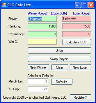 ELOCalc Lite Entry Screen